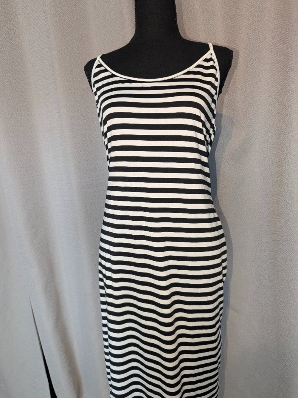 SHEIN Black and White Striped Maxi Tank Dress
